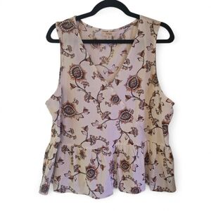 a.n.a Cream Floral Peplum Blouse